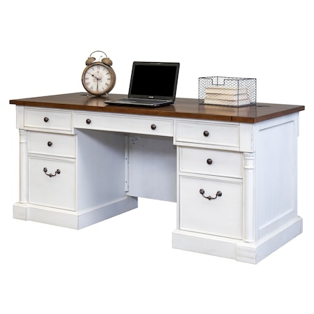 Durham Mfg Durham Executive Desk in Weathered White IMDU680